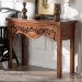 bali & pari Alannis Mahogany Wood Console Table - Accent Table with Carved Floral Apron for Entryway, Living Room, or Hallway - BSOAlannis-Light Brown Wooden-Console Table-Boxed