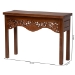 bali & pari Alannis Mahogany Wood Console Table - Accent Table with Carved Floral Apron for Entryway, Living Room, or Hallway - BSOAlannis-Light Brown Wooden-Console Table-Boxed