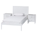 Baxton Studio Lara Twin 3-Piece Bedroom Set - Modern Wood Bed Frame with Matching Nightstands, Decorative Laser-Cut Headboard Overlay, White