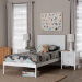 Baxton Studio Lara Twin 3-Piece Bedroom Set - Modern Wood Bed Frame with Matching Nightstands, Decorative Laser-Cut Headboard Overlay, White - BSOLara-White Solid-3PC Twin Bedroom Set