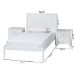 Baxton Studio Lara Twin 3-Piece Bedroom Set - Modern Wood Bed Frame with Matching Nightstands, Decorative Laser-Cut Headboard Overlay, White - BSOLara-White Solid-3PC Twin Bedroom Set