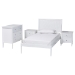 Baxton Studio Lara Twin 4-Piece Bedroom Set - Modern Wood Bed Frame with Matching Nightstands and Dresser, Decorative Laser-Cut Overlay, White