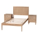 Baxton Studio Lara Twin 3-Piece Bedroom Set - Modern Wood Bed Frame with Matching Nightstands, Decorative Laser-Cut Headboard Overlay, Oak Brown - BSOLara-Natural Wood-3PC Twin Bedroom Set