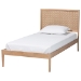 Baxton Studio Lara Twin 3-Piece Bedroom Set - Modern Wood Bed Frame with Matching Nightstands, Decorative Laser-Cut Headboard Overlay, Oak Brown - BSOLara-Natural Wood-3PC Twin Bedroom Set