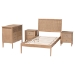 Baxton Studio Lara Twin 4-Piece Bedroom Set - Modern Wood Bed Frame with Matching Nightstands and Dresser, Decorative Laser-Cut Overlay, oak Brown - BSOLara-Natural Wood-4PC Twin Bedroom Set