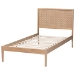 Baxton Studio Lara Twin Platform Bed - Modern Wood Bed Frame with Laser-Cut Decorative Headboard Overlay, Oak Brown - BSOLara-Natural Wood-Twin Bed