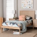 Baxton Studio Lara Twin Platform Bed - Modern Wood Bed Frame with Laser-Cut Decorative Headboard Overlay, Oak Brown - BSOLara-Natural Wood-Twin Bed