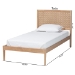 Baxton Studio Lara Twin Platform Bed - Modern Wood Bed Frame with Laser-Cut Decorative Headboard Overlay, Oak Brown - BSOLara-Natural Wood-Twin Bed
