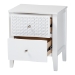Baxton Studio Lara Nightstand - 2-Drawer Bedside Table with Laser-Cut Geometric Overlay for Bedroom or Guest Room, White - BSOLara-White Solid-Nightstand