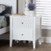 Baxton Studio Lara Nightstand - 2-Drawer Bedside Table with Laser-Cut Geometric Overlay for Bedroom or Guest Room, White - BSOLara-White Solid-Nightstand