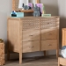 Baxton Studio Lara Dresser - 6-Drawer Bedroom Storage Chest with Laser-Cut Geometric Overlay for Clothing and Organization, Oak Brown - BSOLara-Natural Wood-Dresser