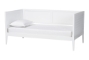 Baxton Studio Lara Twin Daybed - Modern Wood Bed Frame with Wraparound Laser-Cut Decorative Headboard Overlay, White