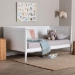 Baxton Studio Lara Twin Daybed - Modern Wood Bed Frame with Wraparound Laser-Cut Decorative Headboard Overlay, White - BSOLara-White Solid-Daybed-Twin