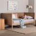 Baxton Studio Lara Twin Daybed - Modern Wood Bed Frame with Wraparound Laser-Cut Decorative Headboard Overlay, Oak Brown - BSOLara-Natural Wood-Daybed-Twin