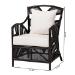 bali & pari Paden Natural Rattan Armchair - Handwoven Wicker Accent Chair with Banana Leaf Frame for Living Room or Sun Room - BSOPaden-Rattan/Coffee Bean-Cushion-CC