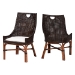 bali & pari Petra Natural Rattan 2-Piece Dining Chair Set - Handwoven Wicker Accent Chair with Wingback Profile and Cutout Handle, Espresso