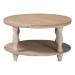 bali & pari Lejane Wood Coffee Table with Seagrass Wrapped Legs - Round Living Room Table with Open Shelf Storage - BSOMD-39956-White Wash Rustic-Wood-KD/Box-CT