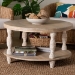 bali & pari Lejane Wood Coffee Table with Seagrass Wrapped Legs - Round Living Room Table with Open Shelf Storage - BSOMD-39956-White Wash Rustic-Wood-KD/Box-CT