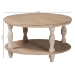 bali & pari Lejane Wood Coffee Table with Seagrass Wrapped Legs - Round Living Room Table with Open Shelf Storage - BSOMD-39956-White Wash Rustic-Wood-KD/Box-CT