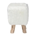 bali & pari Scotlyn Faux Fur Footstool with Teak Wood Legs - Rustic Boho Accent Seat, Handmade Decorative Footrest for Living Room or Bedroom, White - BSOCream-Goat Fur-Footstool