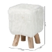 bali & pari Scotlyn Faux Fur Footstool with Teak Wood Legs - Rustic Boho Accent Seat, Handmade Decorative Footrest for Living Room or Bedroom, White - BSOCream-Goat Fur-Footstool