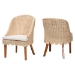 bali & pari Mabel Natural Rattan 2-Piece Dining Chair Set - Handwoven Wicker Accent Chair with Wingback Frame and Seat Cushion for Kitchen or Dining Room