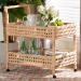bali & pari Alaina Natural Rattan Kitchen Cart - 2-Tier Handwoven Wicker Storage Trolley with Handle for Kitchen or Lounge - BSOAlaina-Natural Rattan-Cart