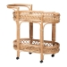 bali & pari Raul Natural Rattan Kitchen Cart - 2-Tier Handwoven Wicker Storage Trolley with Handle for Kitchen or Lounge