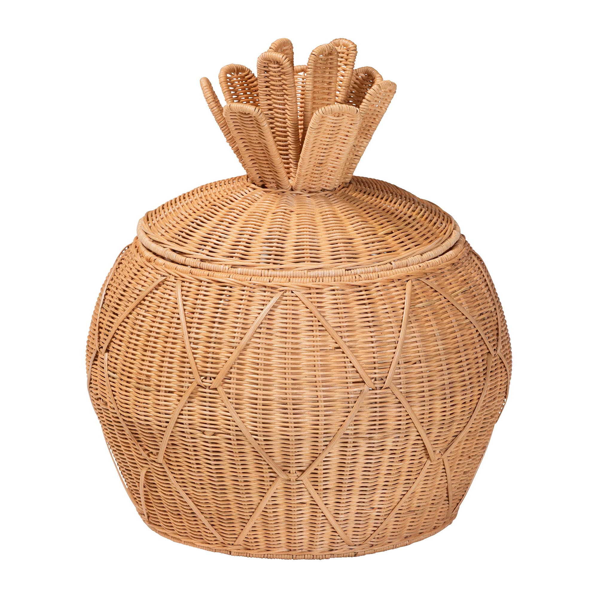 bali & pari Pelham Natural Rattan Laundry Hamper - Handwoven Wicker Storage Basket for Laundry Room, Bathroom, or Bedroom Organization, Small