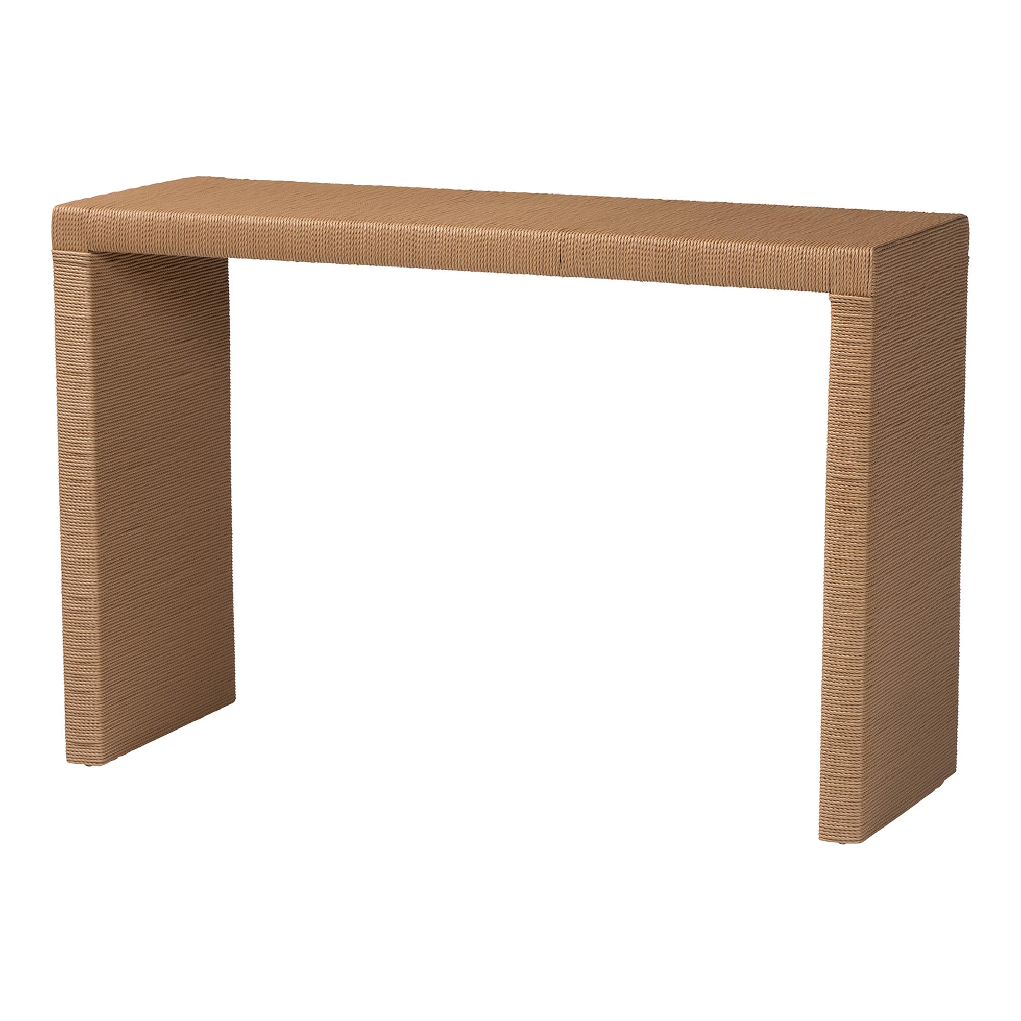 bali & pari Salve Woven Seagrass Console Table - Handwoven Wicker Waterfall Accent Table for Living Room, Entryway, or Hallway