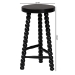 bali & pari David Acacia Wood Bobbin Counter Stool - Sculptural Backless Accent Stool for Kitchen Island or Lounge with Footrest, Black - BSOJuan-Black Wooden-CS