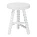 bali & pari David Acacia Wood Multipurpose Accent Stool - Turned Bobbin Decorative Side ottoman with Tripod Base, White - BSODavid-White Wooden-Stool