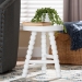 bali & pari David Acacia Wood Multipurpose Accent Stool - Turned Bobbin Decorative Side ottoman with Tripod Base, White - BSODavid-White Wooden-Stool