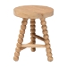 bali & pari David Acacia Wood Multipurpose Accent Stool - Turned Bobbin Decorative Side ottoman with Tripod Base, Natural Brown - BSODavid-Natural Wooden-Stool