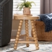 bali & pari David Acacia Wood Multipurpose Accent Stool - Turned Bobbin Decorative Side ottoman with Tripod Base, Natural Brown - BSODavid-Natural Wooden-Stool