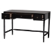 Baxton Studio Lucera Bobbin Writing Desk - 3-Drawer Home Office Desk with Spindle Frame, Black - BSOMG9011-4-Black-Writing Desk