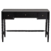 Baxton Studio Lucera Bobbin Writing Desk - 3-Drawer Home Office Desk with Spindle Frame, Black - BSOMG9011-4-Black-Writing Desk