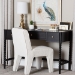 Baxton Studio Lucera Bobbin Writing Desk - 3-Drawer Home Office Desk with Spindle Frame, Black - BSOMG9011-4-Black-Writing Desk