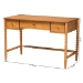 Baxton Studio Lucera Bobbin Writing Desk - 3-Drawer Home Office Desk with Spindle Frame, Oak Brown - BSOMG9011-4-NT Oak-Writing Desk