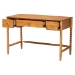 Baxton Studio Lucera Bobbin Writing Desk - 3-Drawer Home Office Desk with Spindle Frame, Oak Brown - BSOMG9011-4-NT Oak-Writing Desk
