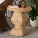 bali & pari Hideo Natural Rattan End Table - Handwoven Wicker Sculptural Accent Table with Pedestal Base - BSOHideo-Natural Rattan-ET