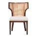 bali & pari Franco Dining Chair - Sculpted Seating with Woven Rattan Backrest and Upholstered Seat for Kitchen or Dining Room - BSOFranco-Light Brown-Rattan/Wood-DC