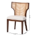 bali & pari Franco Dining Chair - Sculpted Seating with Woven Rattan Backrest and Upholstered Seat for Kitchen or Dining Room - BSOFranco-Light Brown-Rattan/Wood-DC
