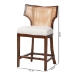 bali & pari Franco Counter Stool - Sculpted Seating with Woven Rattan Backrest and Upholstered Seat for Kitchen or Lounge - BSOFranco-Light Brown-Rattan/Wood-CS