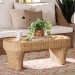 bali & pari Canika Natural Rattan Coffee Table - Handwoven Wicker Accent Table with Checkered Tabletop and Waterfall Base for Living Room or Sunroom - BSOCheckered-Natural-Rattan-CT