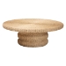 bali & pari Silvia Natural Rattan Coffee Table - Handwoven Wicker Accent Cocktail Table with Pedestal Base for Living Room or Sunroom