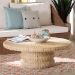 bali & pari Silvia Natural Rattan Coffee Table - Handwoven Wicker Accent Cocktail Table with Pedestal Base for Living Room or Sunroom - BSOSilvia-Natural-Rattan-CT