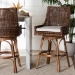 bali & pari Bella Swivel Rattan Bar Stool with Cushion - Handwoven Wicker Bar Chair with Backrest and Footrest, Coffee Bean - BSOBella-Coffee Antique/Rattan-BS