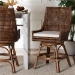 bali & pari Bella Swivel Rattan Counter Stool with Cushion - Handwoven Wicker Kitchen Island Seating with Backrest and Footrest, Coffee Bean - BSOBella-Coffee Antique/Rattan-CS