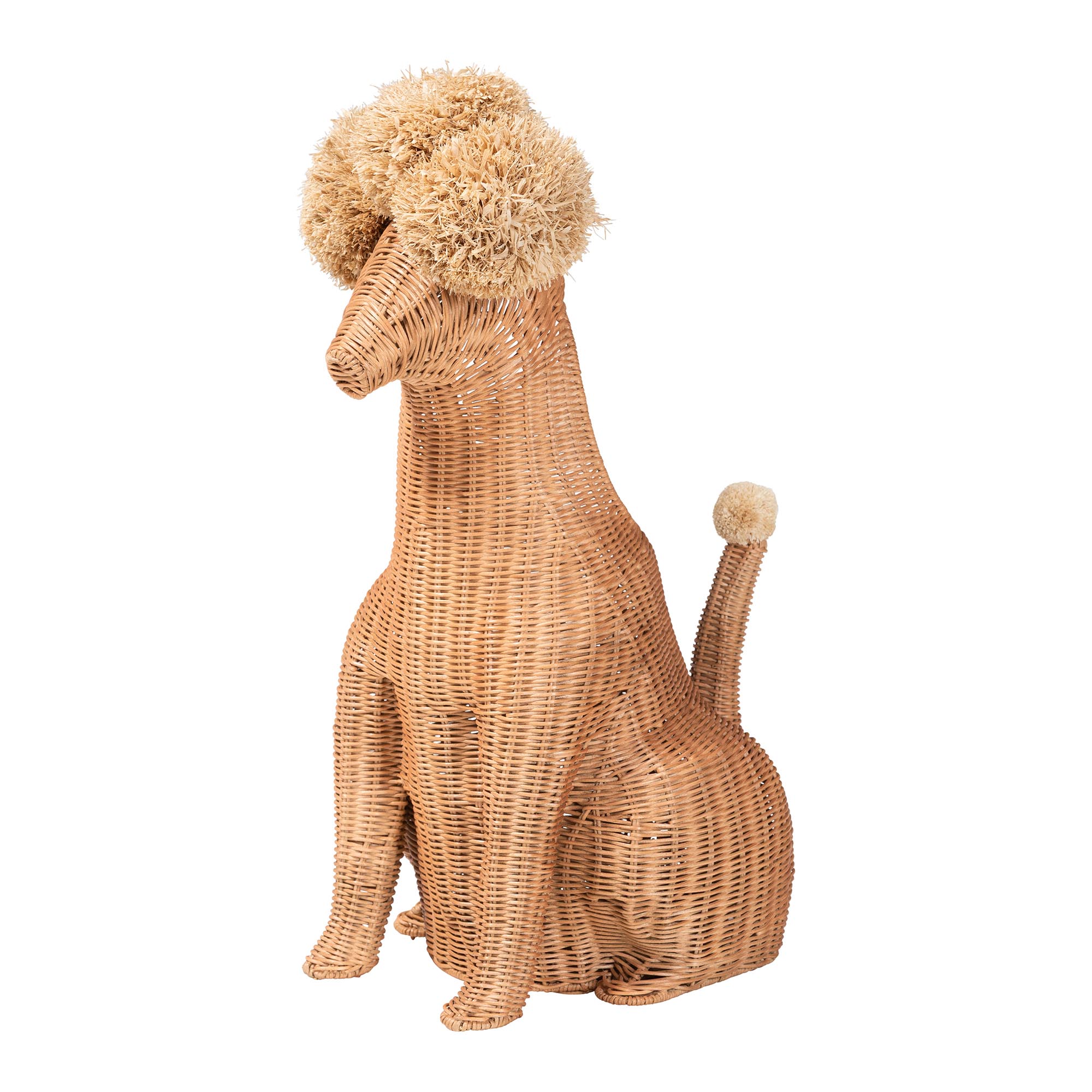 bali & pari Persis Natural Rattan Poodle Umbrella Holder - Handwoven Wicker Storage Solution